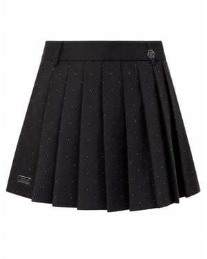 Philipp Plein Crystal Strass Mini Skirt - Black