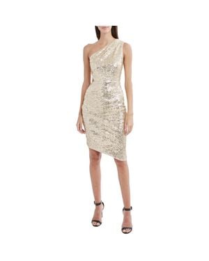 BCBGMAXAZRIA Sequined One-Shoulder Cocktail And Party Dress - Natural