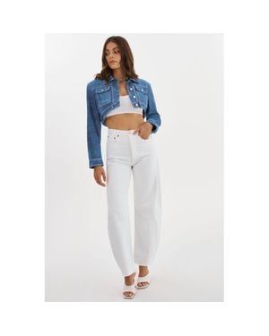 Lamarque Xandy Cropped Leather Jacket - Blue