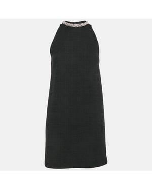 Sandro Tweed Embellished Collar Mini Dress - Black