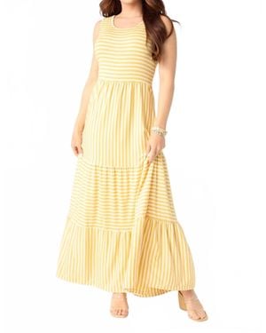 Coco + Carmen Janie Striped Tiered Maxi Dress - Yellow