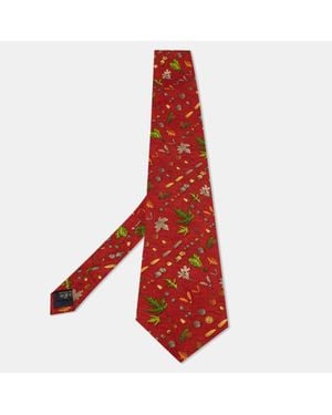dunhill Brick Autumnal Print Silk Tie - Red