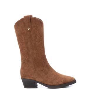 Xti Italian Western Suede Booties - Brown