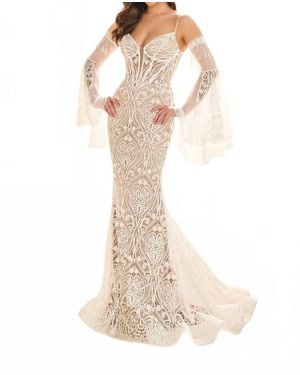 Ellie Wilde Lace Mermaid Evening Gown - Natural