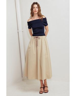 TRUEDAMES Weekend Parisian Woven Midi Skirt - Blue