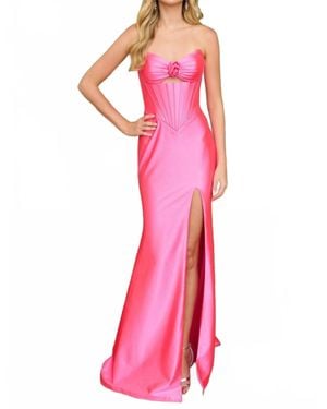 Ava Presley Strapless Corset Prom Dress - Pink