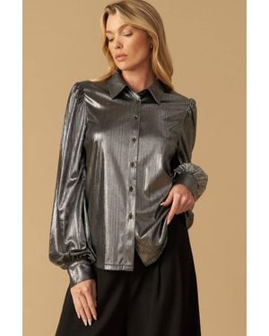 TRUEDAMES Flirty Vibes Foil Coated Top - Metallic