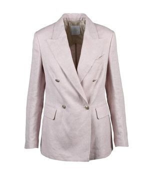 Eleventy Linen Double-Breasted Jacket - Gray