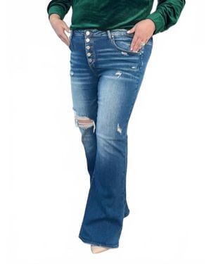 Amelia K. Luxe New York Button Down Flare Jean - Blue