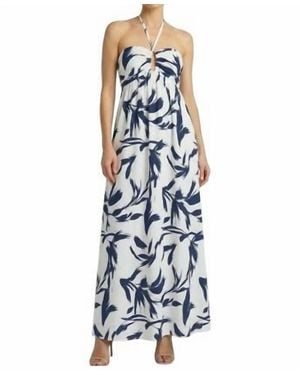 Miss Avenue Tropical Halter Maxi Dress - Blue