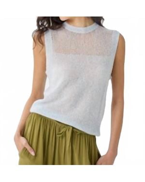 Autumn Cashmere Knit Tank With Sheer Yoke - White