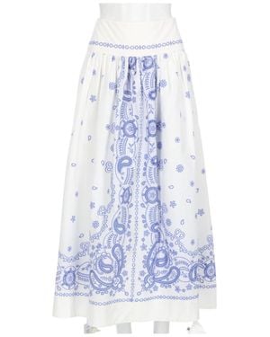 Self-Portrait Paisley Floral Gathered Skirt - Blue