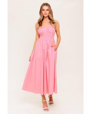 TRUEDAMES Honey Sunset Woven Midi Dress - Pink