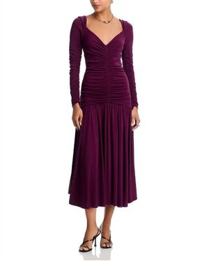 Cinq À Sept Evedene Ruched Midi Dress - Purple