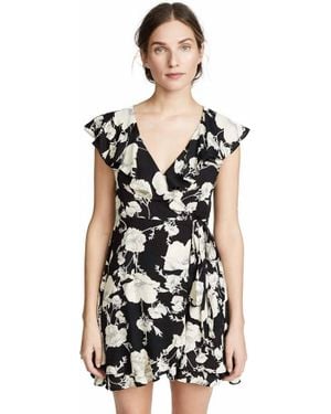 Free People French Quarter Floral Ruffled Wrap Dress - Black