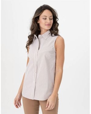 Renuar Button Down Woven Blouse - White