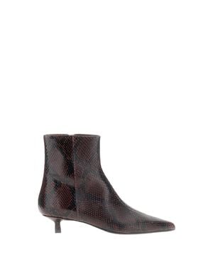 Aeyde Textured Snake-Print Leather Ankle Boots With Cigarette Heel - Brown