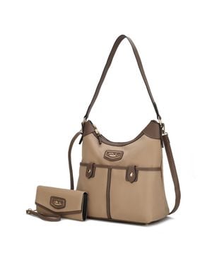 MKF Collection by Mia K Harper Nylon Hobo Shoulder Handbag With Matching Wallet - Brown