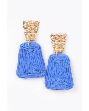 Fashnzfab Faux Straw Dangling Earring - Blue