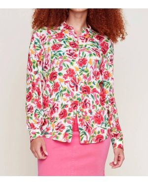 Renuar Tailored Magnolia Button-Down Blouse - Pink