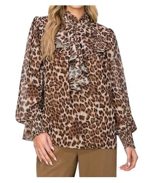 Joh Winnie Animal Print Top - Brown