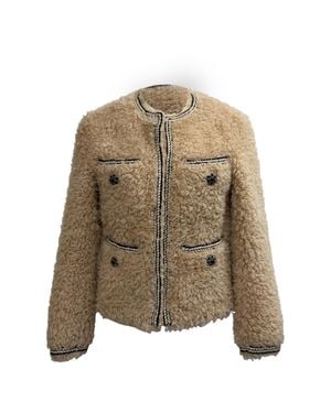 Self-Portrait Braided Faux Fur Jacket - Green