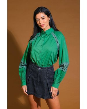 TRUEDAMES Check Yourself Woven Top - Green