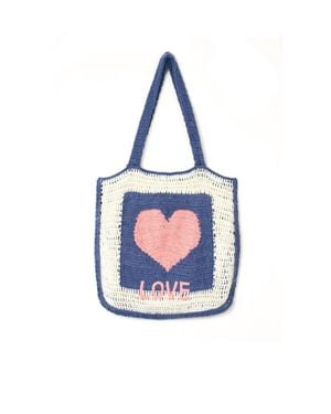 M.A.B.E Neve Crochet Tote Bag - Blue