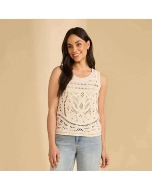 Fdj Crochet Sleveless Sweater - Natural