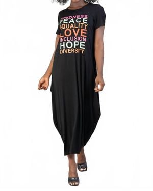 Kara Chic Words Maxi Length Elegance Dress - Black