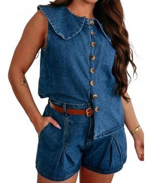 Wishlist City Walk Collared Top - Blue