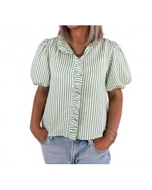 ..,merci Amabel Striped Ruffled Top - Gray
