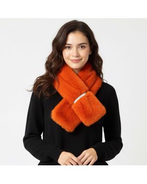 TRUEDAMES Faux Fur Bling Pull Through Scarf - Orange
