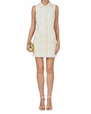 Endless Rose Tweed Collared Mini Dress - White