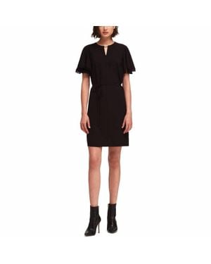 DKNY Flounce Sleeve Keyhole Dress - Black