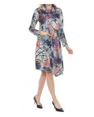 Inoa Cowl Neck A Line Dress With Pocket - Blue