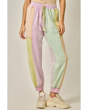 Mystree Color Block Sweatpants - Purple