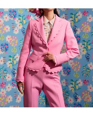 Maison Common Cotton Jacket With Scallop Detail - Pink