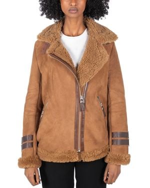 TruClothing Sheepskin Flying Aviator Jacket - Brown