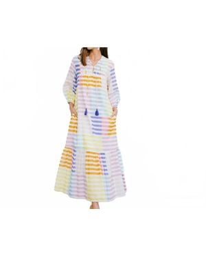 SUNSHINE TIENDA Colorful Copa Stripe Dress - Black