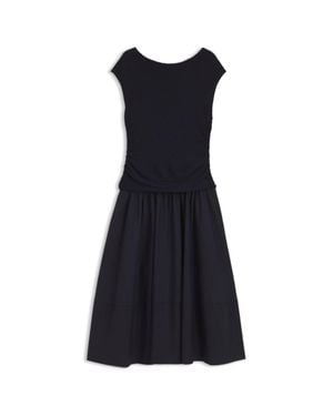 BOSS Structured-Jersey Dress With Poplin Skirt - Blue