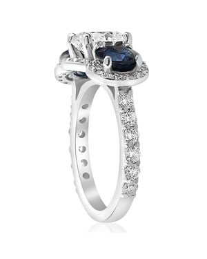 Pompeii3 Certified 3 3/4Ct Three Stone Diamond Engagement Ring 14K Lab Grown - Blue