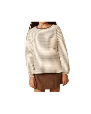 Hayden LA Kids Striped Long Sleeve Banded Shirt - Natural