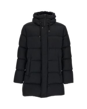 Herno Quilted Hooded Down Jacket With Removable Faux Fur Collar - Black