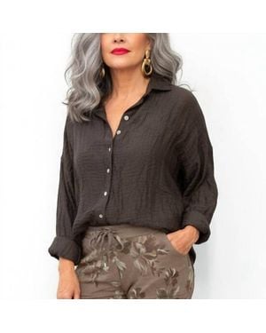 Made In Italy Soft Crinkle Blouse - Black