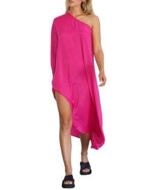 LNA Taika Silky One Shoulder Dress - Pink