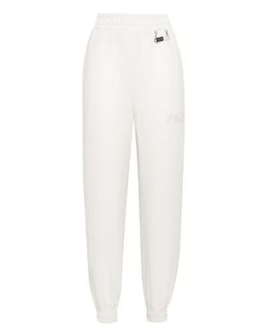 Philipp Plein Leisurewear Pants Embroidery Signature - White