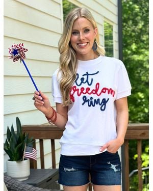 Stewart Simmons Freedom Glitter Script Short Sleeve Tee - Green