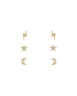 Girls Crew Teeny Tiny Galaxy Studs Earring Set - Metallic
