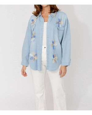 FRANK LYMAN Faylina Floral Embellished Top - Blue
